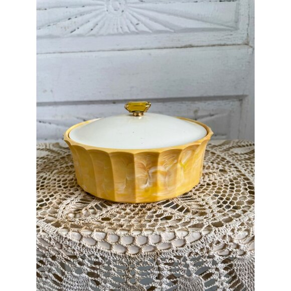 Vintage 1960s Avon Empty Powder Box Topaz Jewel Top Vanity Decor - Picture 1 of 10